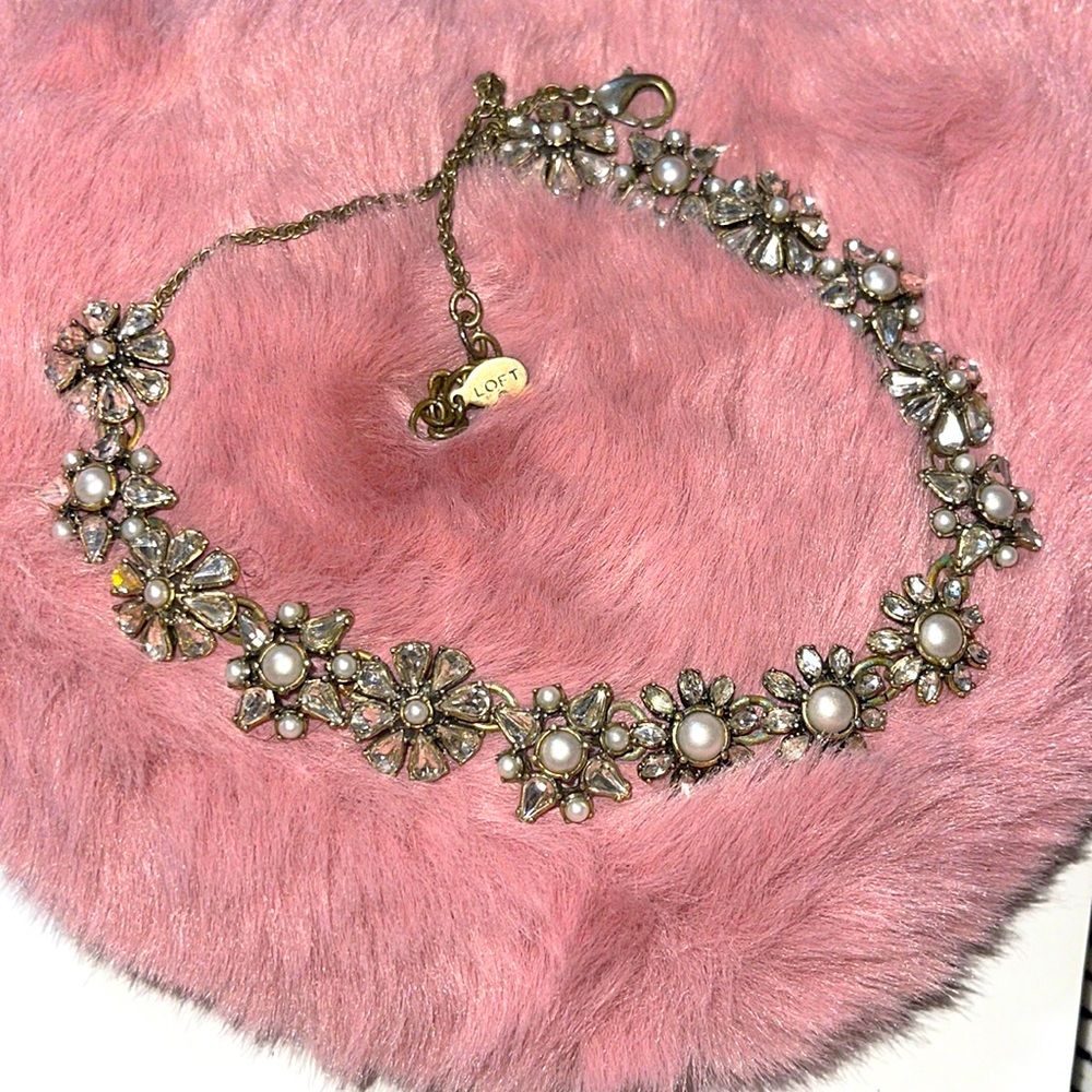 LOFT Pearl & Rhinestone Necklace